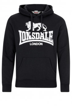 LONSDALE Hooded-Sweatshirt, Kapuzensweatshirt mit weißem Lonsdale Löwe Brustdruck / Front-Druck - GOSPORT (schwarz - black)